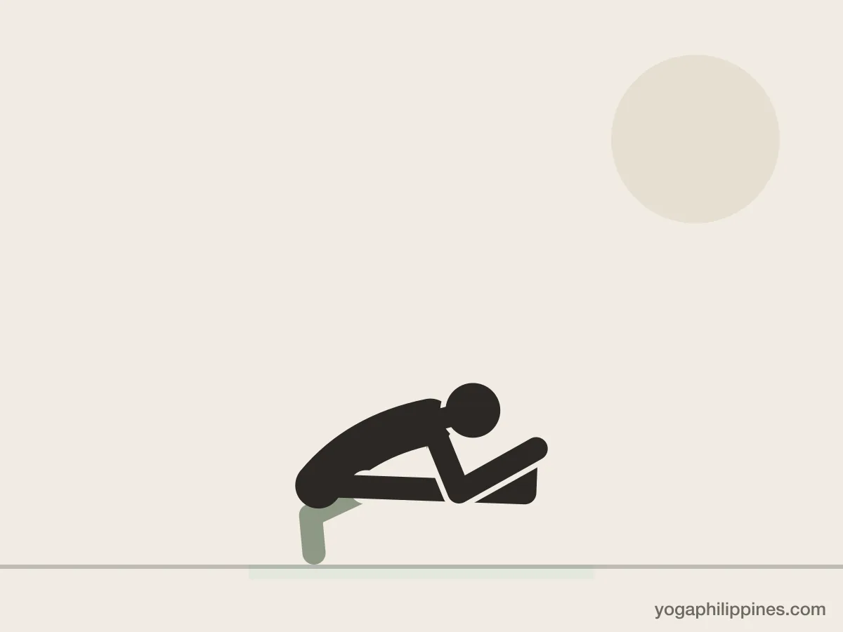 Line drawing of Head to Knee Pose (Janu Sirsasana), side view, the full pose on a yoga mat