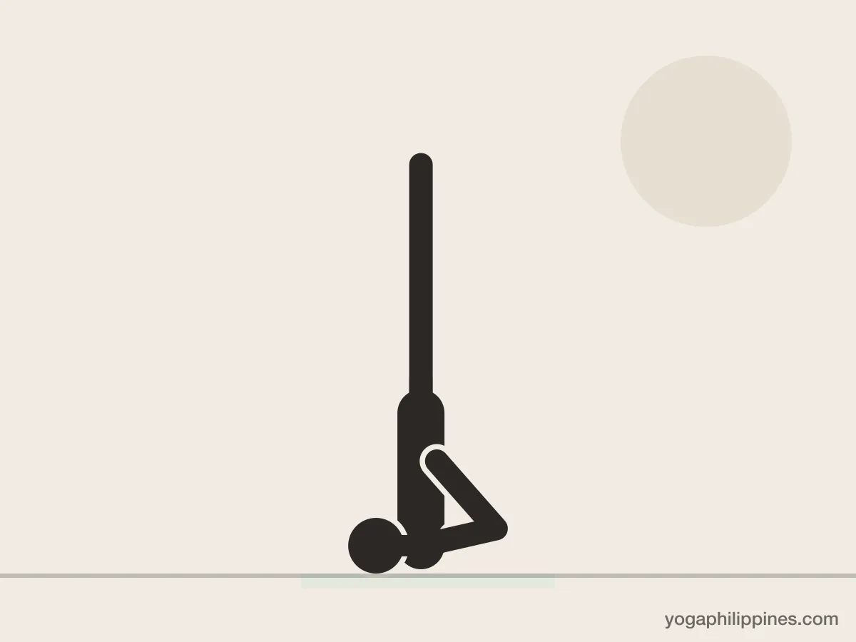 Line drawing of Shoulder Stand (Salamba Sarvangasana), side view, the full pose on a yoga mat